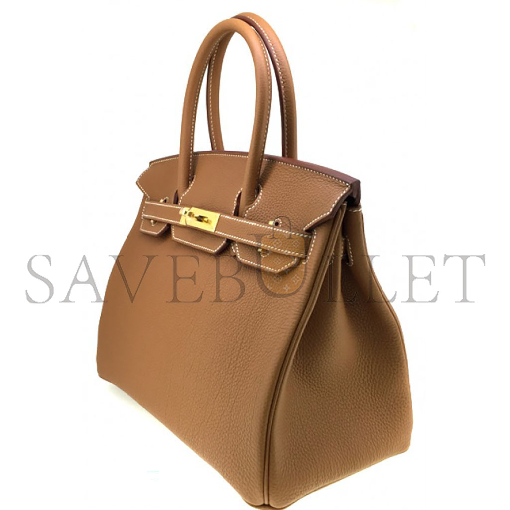 HERMES BIRKIN 30 EPSOM LEATHER GOLDEN BROWN GOLD BUCKLE HANDBAG H028369CC37 (30*23*15cm)